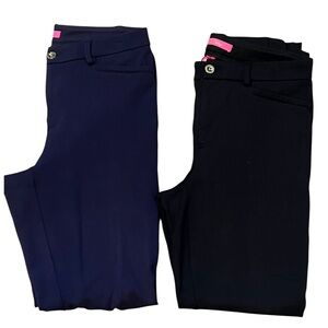 TWO pairs Lilly Pulitzer Kelly Knit Skinny Ankle Pants Navy Blue & Black SOILD 6
